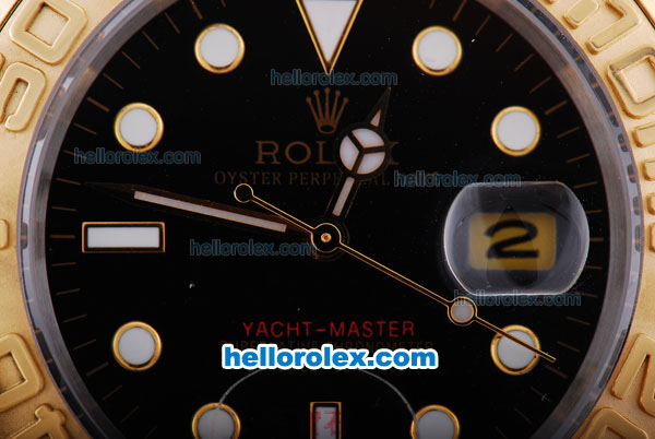 Rolex Yacht-Master Automatic Movement Two Tone Strap with Black Dial and Gold Bezel - Click Image to Close